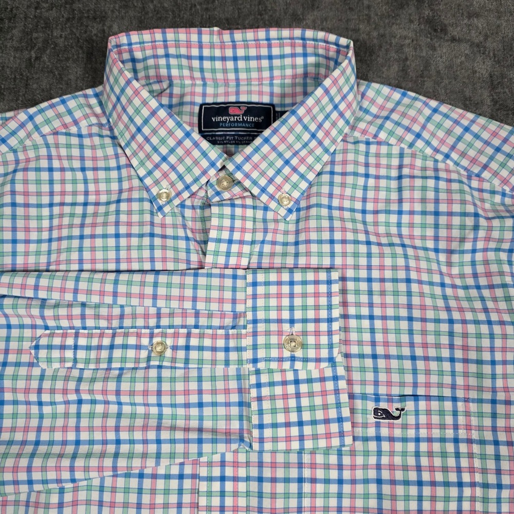 Vineyard Vines Performance Shirt Mens Large Multicolor Plaid Classic Fit Tucker